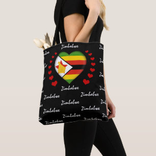Zimbabwe Flag & Heart Zimbabwe Flag fashion /sport Tote Bag