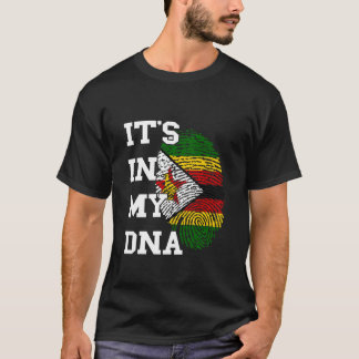 Zimbabwe Flag It's In My DNA Thumbmark Zimbabwean  T-Shirt