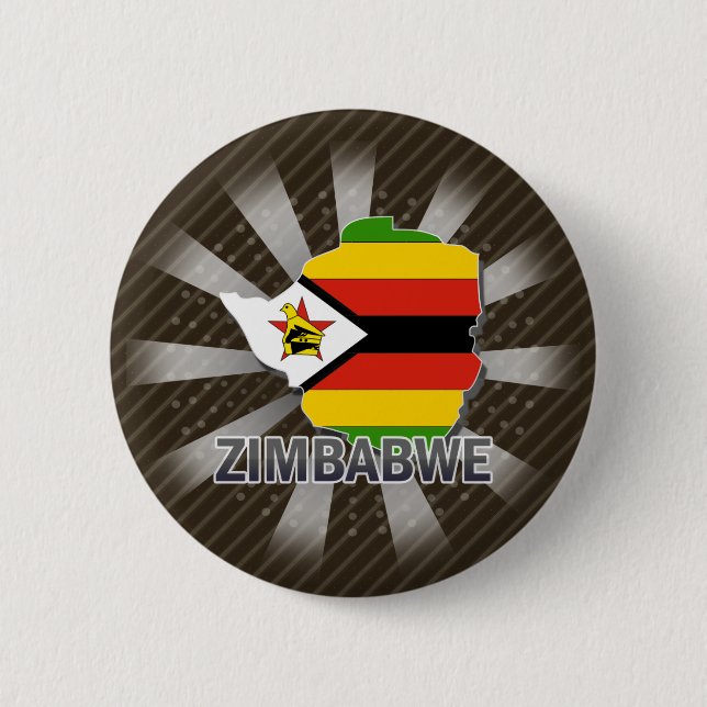 Zimbabwe Flag Map 2.0 2 Inch Round Button (Front)