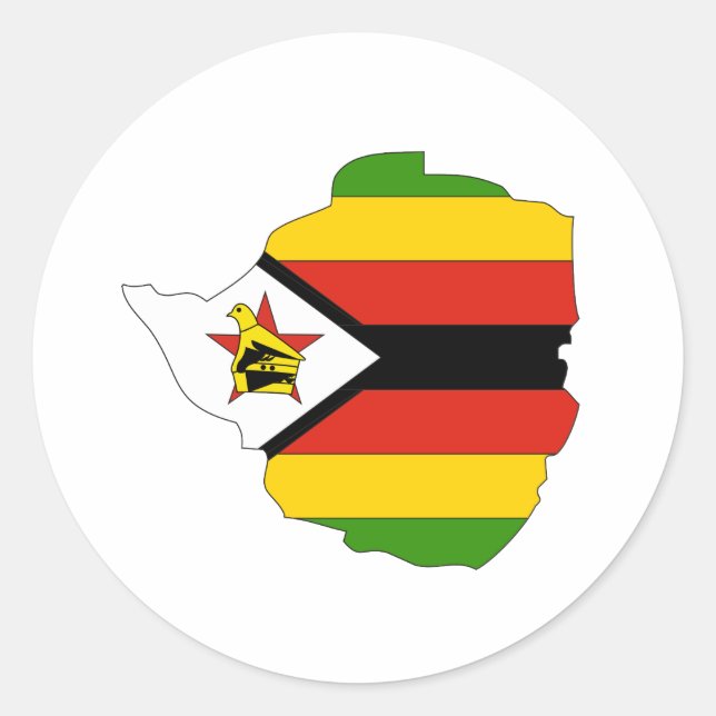 Zimbabwe flag map classic round sticker (Front)
