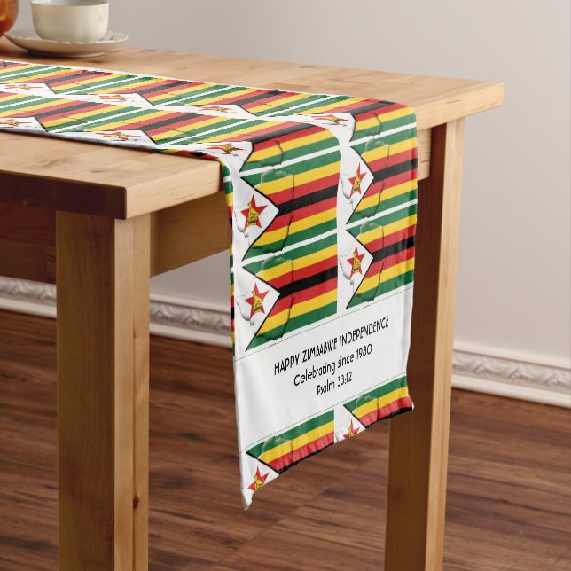 ZIMBABWE Flag Map CUSTOMIZABLE Short Table Runner (In Situ)