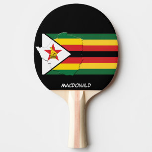 ZIMBABWE FLAG & MAP Personalized BLACK Ping Pong Paddle