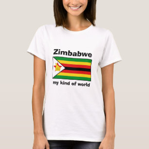 Zimbabwe Flag + Map + Text T-Shirt