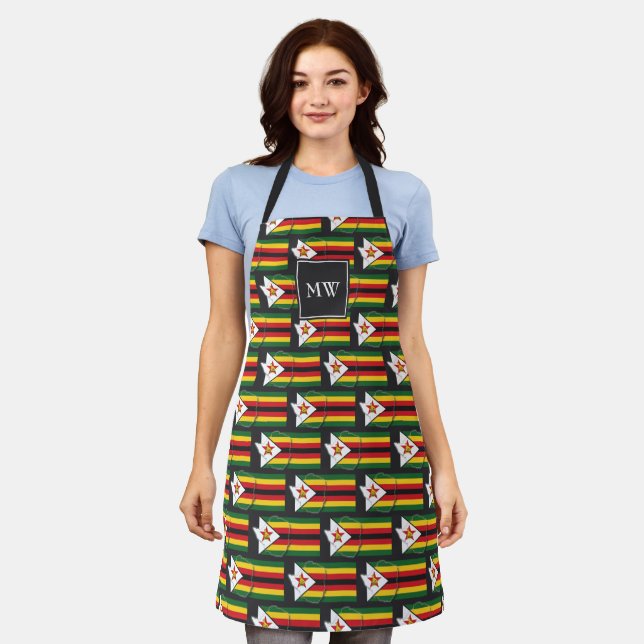 ZIMBABWE FLAG | Monogram | ZIMBABWEAN Apron (Worn)