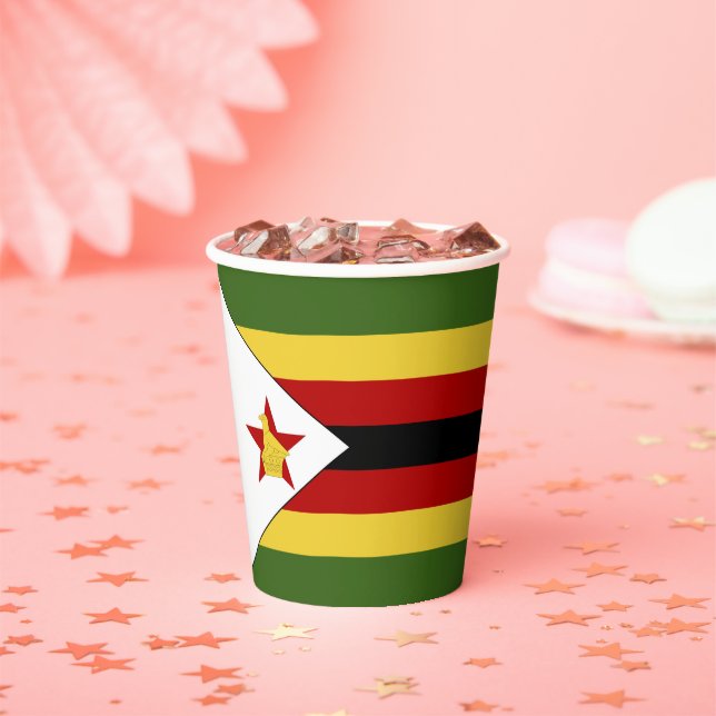 Zimbabwe flag paper cups (Insitu)