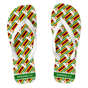 ZIMBABWE FLAG Patriotic Personalized Zimbabwean Flip Flops