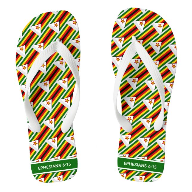ZIMBABWE FLAG Patriotic Personalized Zimbabwean Flip Flops (Footbed)