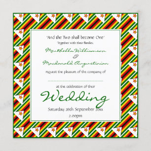 ZIMBABWE FLAG Personalized Wedding Celebration Invitation