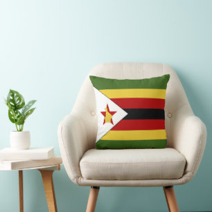 Zimbabwe flag throw pillow