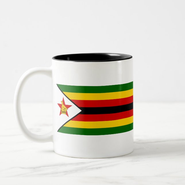 Zimbabwe Flag Two-Tone Coffee Mug (Left)
