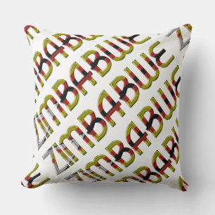 Zimbabwe Flag Typography Pattern African Country Throw Pillow