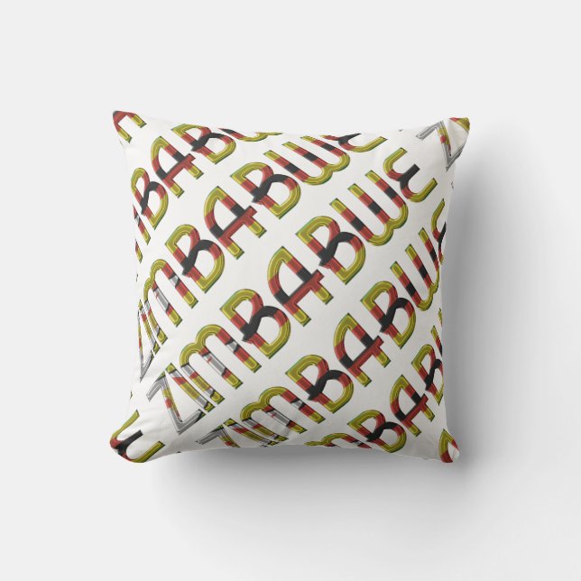Zimbabwe Flag Typography Pattern African Country Throw Pillow (Front)