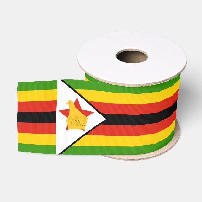 Zimbabwe Flag & Zimbabwe travel, holiday/sports Grosgrain Ribbon (Spool)