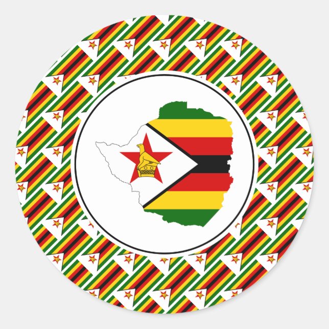 ZIMBABWE FLAG Zimbabwean Map Stylish Patriotic Classic Round Sticker (Front)