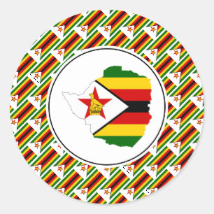 ZIMBABWE FLAG Zimbabwean Map Stylish Patriotic Classic Round Sticker
