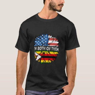 Zimbabwe I'm Both Of Them USA Sunflower Zimbabwean T-Shirt
