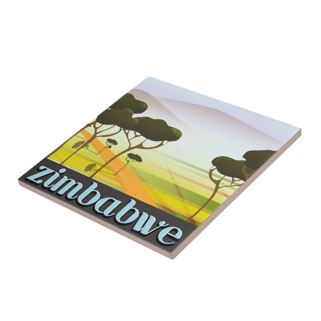 Zimbabwe landscape travel poster tile (Side)