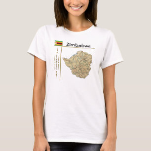 Zimbabwe Map + Drapeau + Titre T-shirt