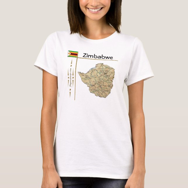 Zimbabwe Map + Drapeau + Titre T-shirt (Devant)