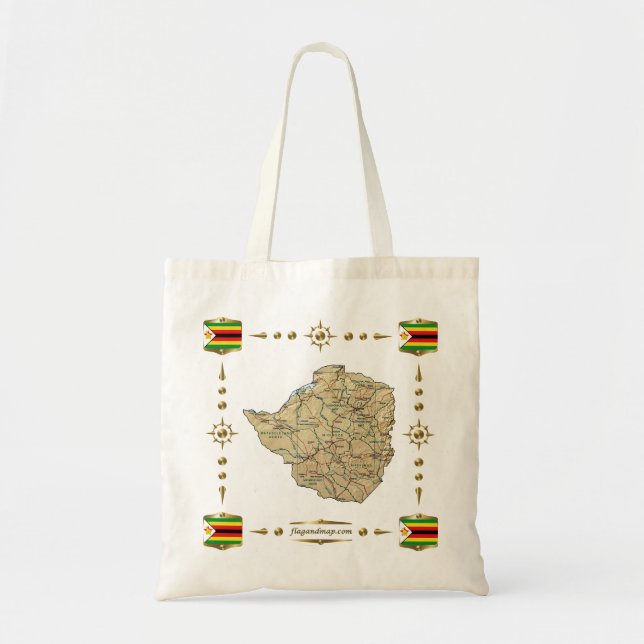 Zimbabwe Map + Flags Bag (Front)