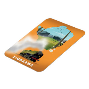 Zimbabwe Map illustrated travel poster Magnet