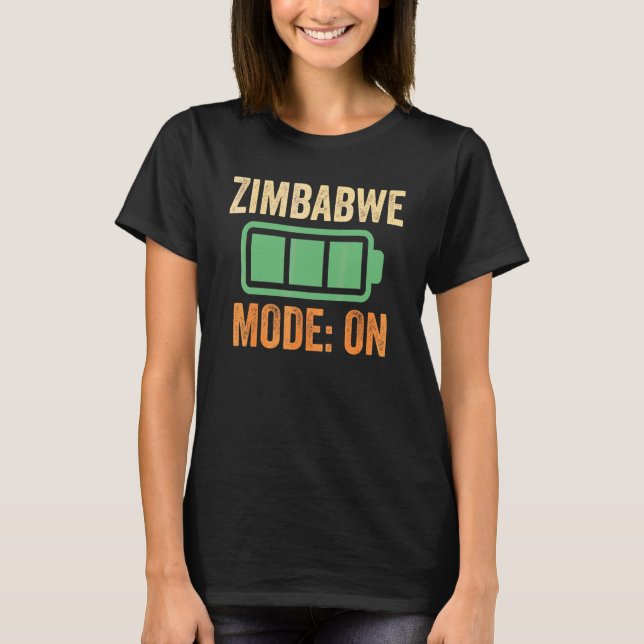 Zimbabwe Mode On Battery Design T-Shirt (Front)