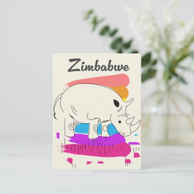 Zimbabwe retro travel logo invitation postcard (Standing Front)