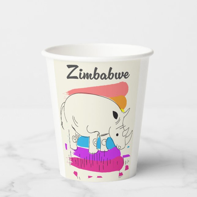 Zimbabwe retro travel logo paper cups (Front)