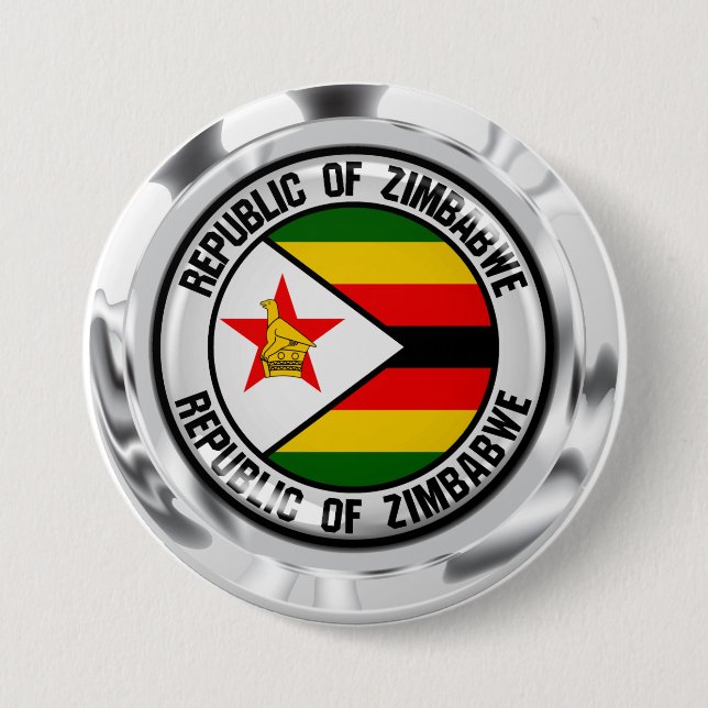 Zimbabwe Round Emblem 3 Inch Round Button (Front)