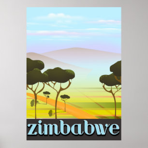 Zimbabwe vacation travel poster