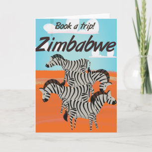 Zimbabwe Zebra vintage travel poster Holiday Card