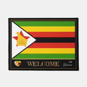 Zimbabwe & Zimbabwe Flag house /sports Welcome Doormat