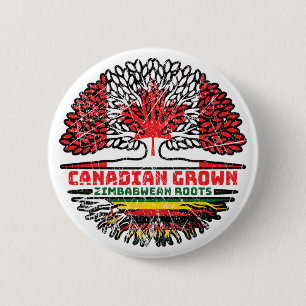 Zimbabwe Zimbabwean Canadian Canada Tree Roots 2 Inch Round Button