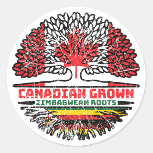 Zimbabwe Zimbabwean Canadian Canada Tree Roots Classic Round Sticker
