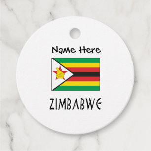 Zimbabwe Zimbabwean Flag Black Personalized Name Favour Tags