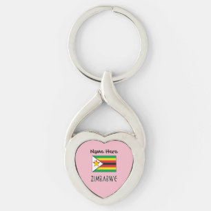 Zimbabwe Zimbabwean Flag Black Personalized Name  Keychain