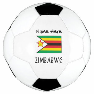 Zimbabwe Zimbabwean Flag Black Personalized Name Soccer Ball