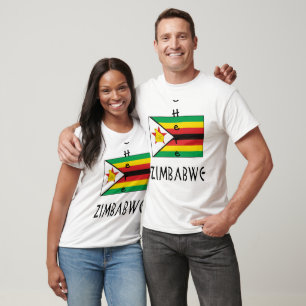 Zimbabwe Zimbabwean Flag Black Personalized Name  T-Shirt