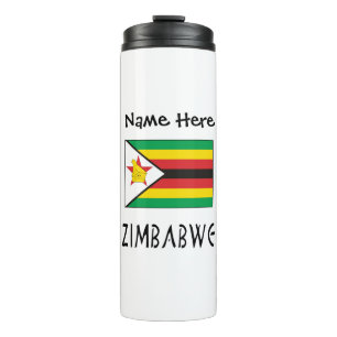 Zimbabwe Zimbabwean Flag Black Personalized Name Thermal Tumbler