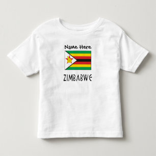 Zimbabwe Zimbabwean Flag Black Personalized Name Toddler T-shirt