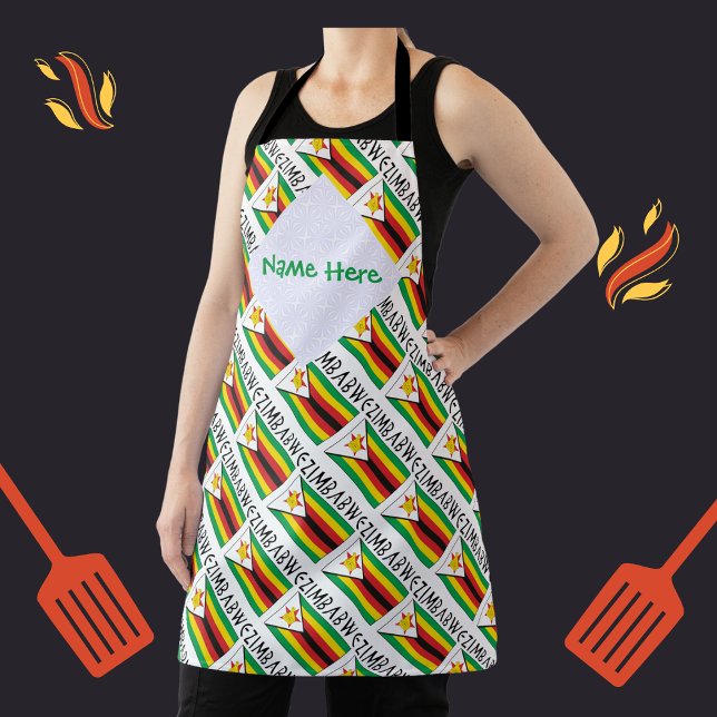 Zimbabwe Zimbabwean Flag Green Personalization  Apron (Creator Uploaded)
