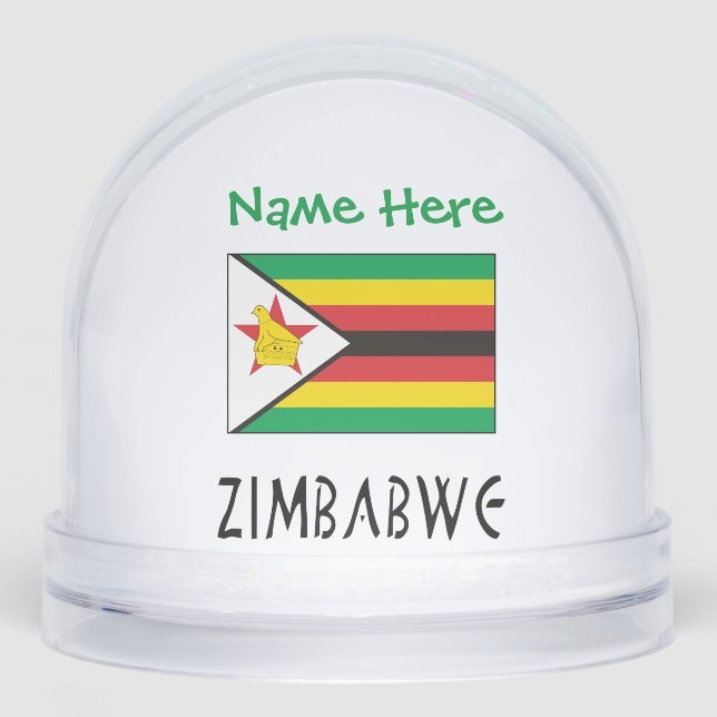 Zimbabwe Zimbabwean Flag Green Personalized  Snowglobe (Front)