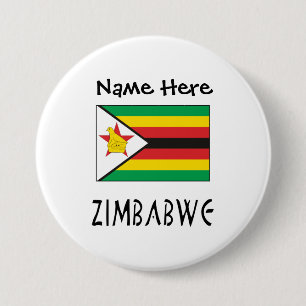 Zimbabwe Zimbabwean Flag Personalized  3 Inch Round Button