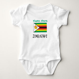 Zimbabwe Zimbabwean Flag Personalized Text Baby Bodysuit