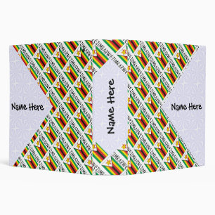 Zimbabwe Zimbabwean Flag Tiled Black Personalized Binder