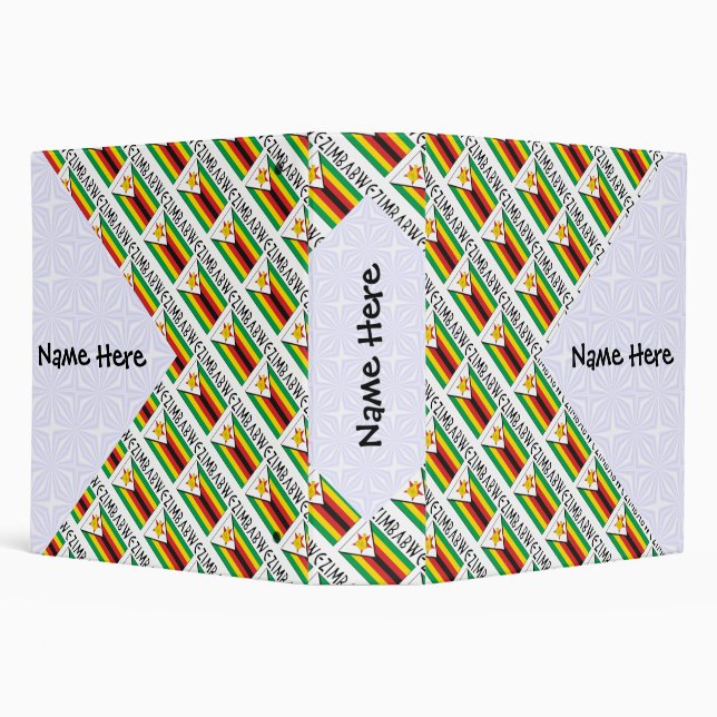 Zimbabwe Zimbabwean Flag Tiled Black Personalized Binder (Background)
