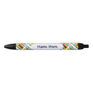 Zimbabwe Zimbabwean Flag Tiled Black Personalized  Blue Ink Pen