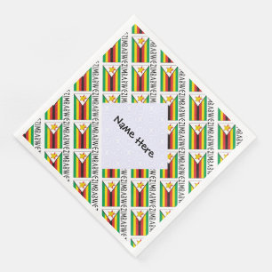 Zimbabwe Zimbabwean Flag Tiled Black Personalized Napkin