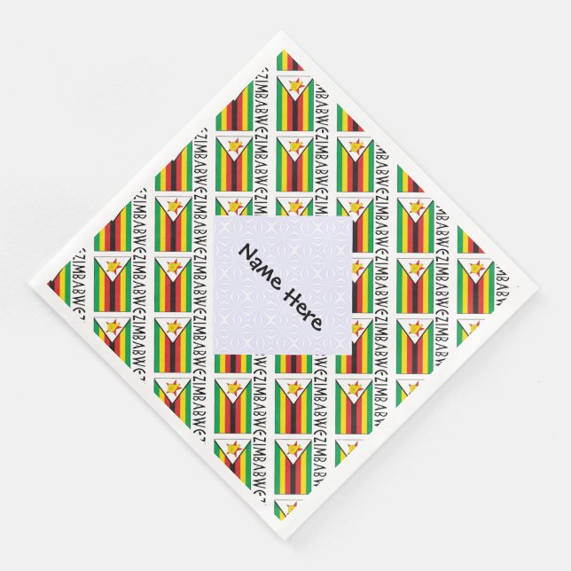 Zimbabwe Zimbabwean Flag Tiled Black Personalized  Napkin (Corner)