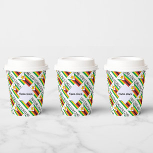Zimbabwe Zimbabwean Flag Tiled Black Personalized  Paper Cups